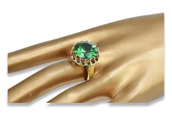 8K geltonas auksas Emerald Žiedas Vintažinis stilius vrc035x-em Art Deco SSRS vintažo papuošalai, rusiškas stilius